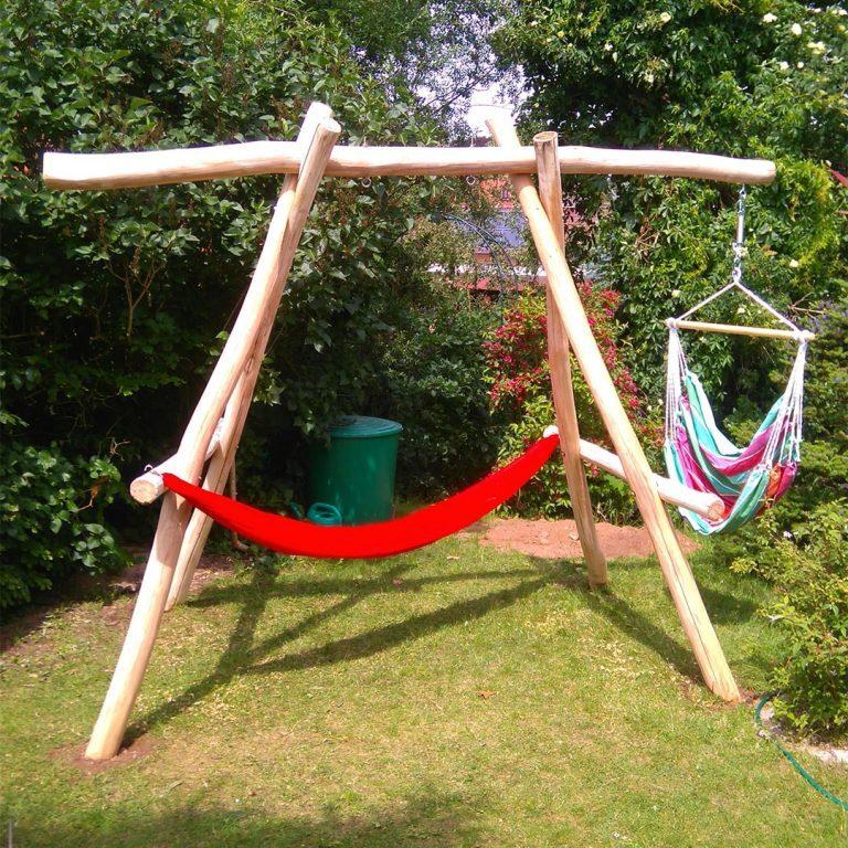 Schaukel aus Holz für Hängematte